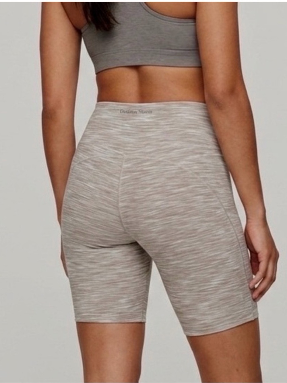 Outdoor Voices Tan & White Space Dye 7” Bike Short